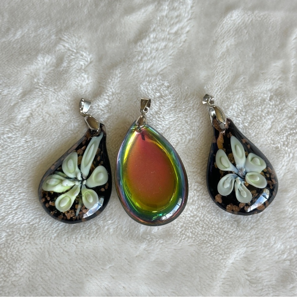 Three Glass Teardrop Pendants